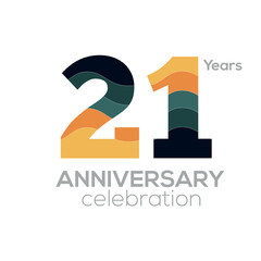 21st Anniversary Logo Design, Number 21 Icon Vector Template.Minimalist Color Palettes