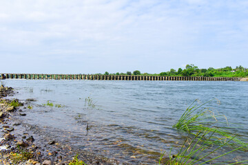 River bridges and flowing water, river and beautiful nature