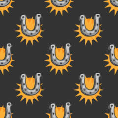 horseshoe vector seamless pattern for print or web design