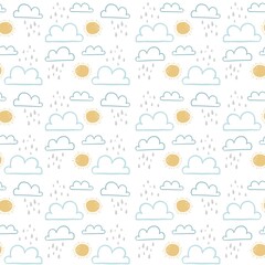 Cute weather seamless pattern design illustration printable for kids fabric