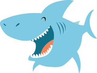 Cute shark. Sea animal. Funny cartoon shark. Cartoon character. shark laughing - 532398506