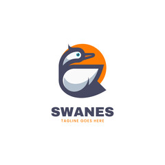 Vector Logo Illustration Swan Simple Mascot Style