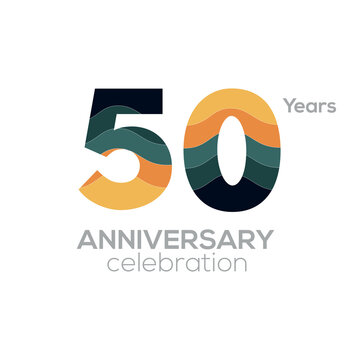 50th Anniversary Logo Design, Number 50  Icon Vector Template.Minimalist Color Palettes