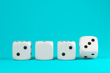 dice with numbers 2023 on a blue background 3D illustration