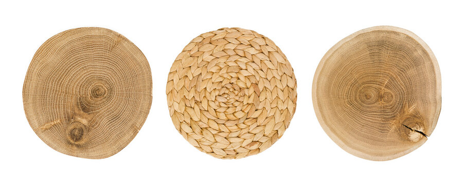 Round Woven And Wooden Place Mats