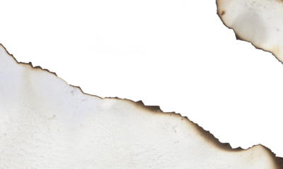 Burnt edge paper on transparent background