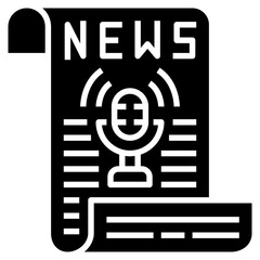 News Podcast glyph icon. Can be used for digital product, presentation, print design and more.