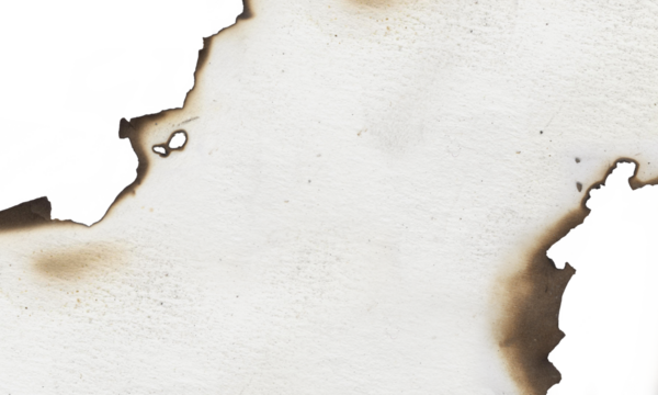 Burnt edge paper on transparent background