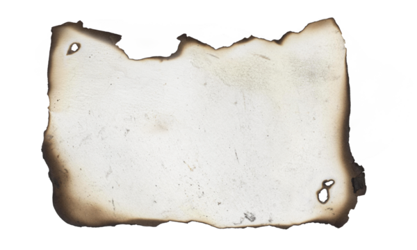 Burnt edge paper on transparent background