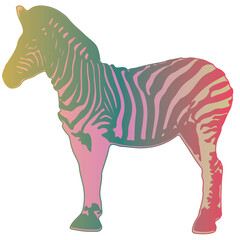 Fototapeta na wymiar Woodland Zebra animal silhouette in gradient style