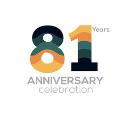 81st Anniversary Logo Design, Number 81 Icon Vector Template.Minimalist Color Palettes