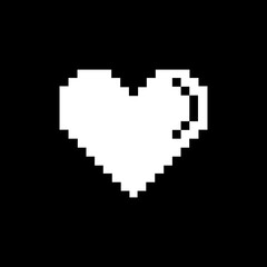 Heart-Shaped. Love Icon Symbol for Pictogram, App, Website, Logo or Graphic Design Element. Pixel Art Style Illustration. Vector Illustration