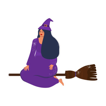 Witch on a broom for Halloween.