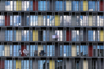 Copenhagen, Denmark Modern residential buildings and baclonies in the new Orestad district.