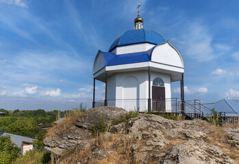 Chapel on the site of a watch tower in the ancient Ural city of Krasnoufimsk (Russia).