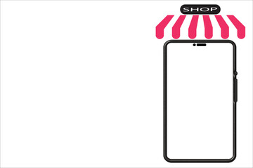 Online store on smartphones for selling products online or illustrations.