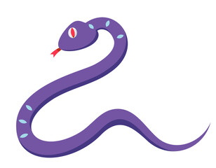 Snake side view. Halloween character in cartoon style.
