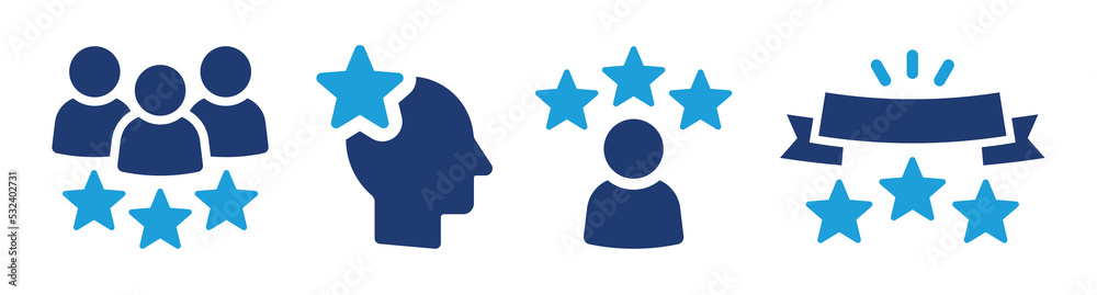 Poster Customer experience icon set. Feedback rating symbol. Client satisfaction concept. Vector illustration.