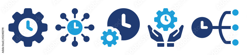 Fototapete time management icon set. containing task productivity and time work efficiency icons. vector illust