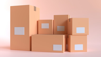 3D rendering cardboard box or delivery package. 3D illustration delivery cargo box.