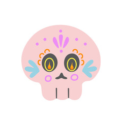 Skull. The day of the dead. Mexican sugar skull. Vector Illustration for backgrounds, covers and packaging. Image can be used for greeting cards, posters and, stickers. Isolated on white background.