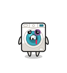 injured washing machine character with a bruised face