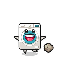 the happy washing machine cartoon with running pose