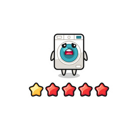 the illustration of customer bad rating, washing machine cute character with 1 star