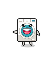 washing machine cartoon with very excited pose