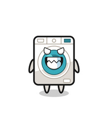 evil expression of the washing machine cute mascot character