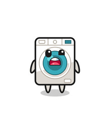 the shocked face of the cute washing machine mascot