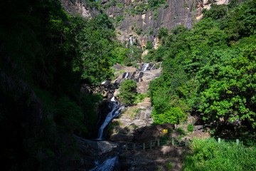 beautiful view of the mountain waterfall