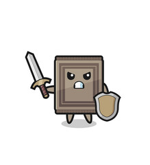 cute carpet soldier fighting with sword and shield