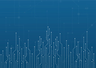 Abstract technology background. Blue glowing connections in space with particles, big data, computer generated abstract background. Vector Illustration