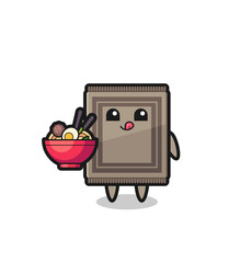 cute carpet character eating noodles