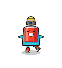 toothpaste cartoon as an ice skating player doing perform