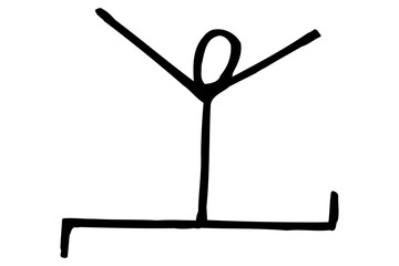 Strichzeichnung, Strichfigur, Strichmännchen - Freudensprung, handgezeichnet