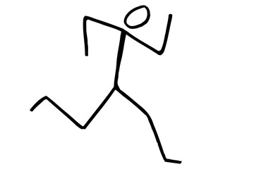 Strichzeichnung, Strichfigur, Strichmännchen - rennen, handgezeichnet