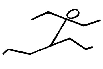 Strichzeichnung, Strichfigur, Strichmännchen - sprinten, handgezeichnetes Overlay