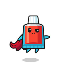 cute toothpaste superhero character is flying