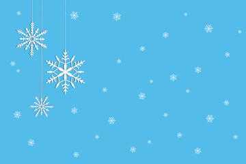 Fototapeta na wymiar snowflakes on a blue background with pendant. Christmas and New Year pattern. Backdrop for postcards