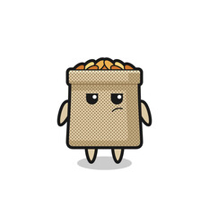 cute wheat sack character with suspicious expression