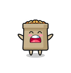 cute wheat sack mascot with a yawn expression