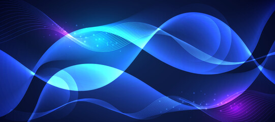 Gradient blue background with dynamic light effect.