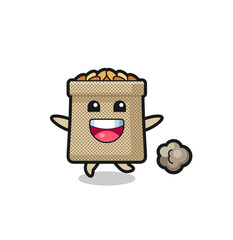the happy wheat sack cartoon with running pose