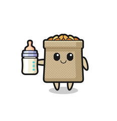 baby wheat sack cartoon character with milk bottle