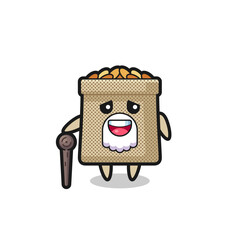 cute wheat sack grandpa is holding a stick