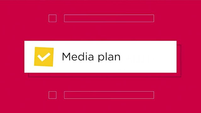 Media plan, promotion of an advertising video. Advertising video promotion. 2D.Media plan. Plate with the name Mediaplan.Marketing and promotion.