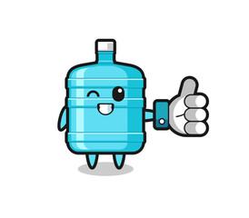 cute gallon water bottle with social media thumbs up symbol