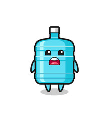 gallon water bottle illustration with apologizing expression, saying I am sorry
